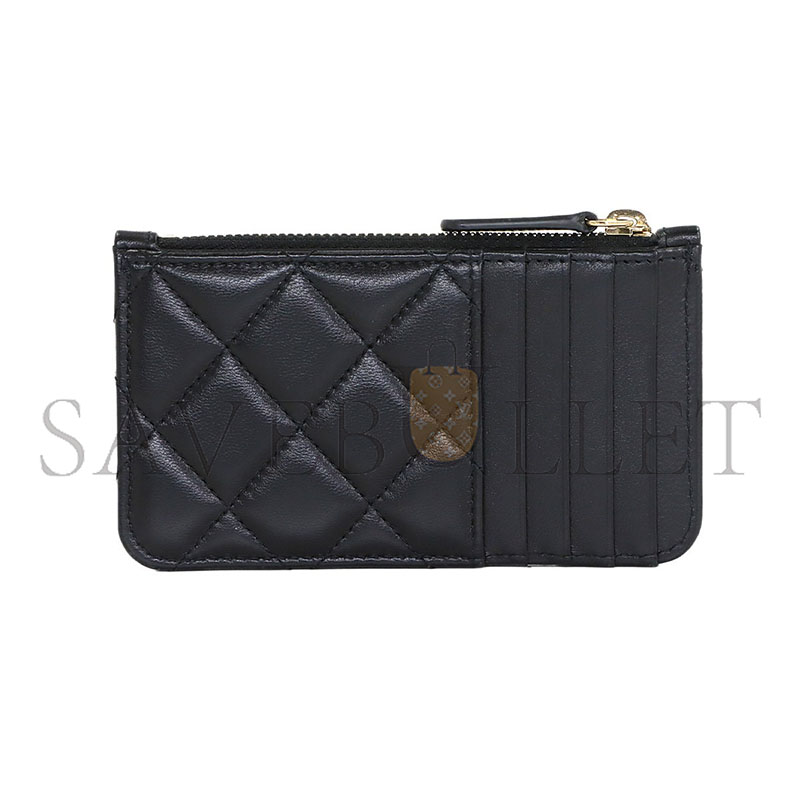 CHANEL MATELASSE COIN CASE PURSE WALLET LEATHER BLACK AP0374 (13*7.5*1cm) 